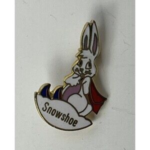 Snowshoe Pin Vintage Ski Bunny West Virginia Mountain Resort Enamel Souvenir